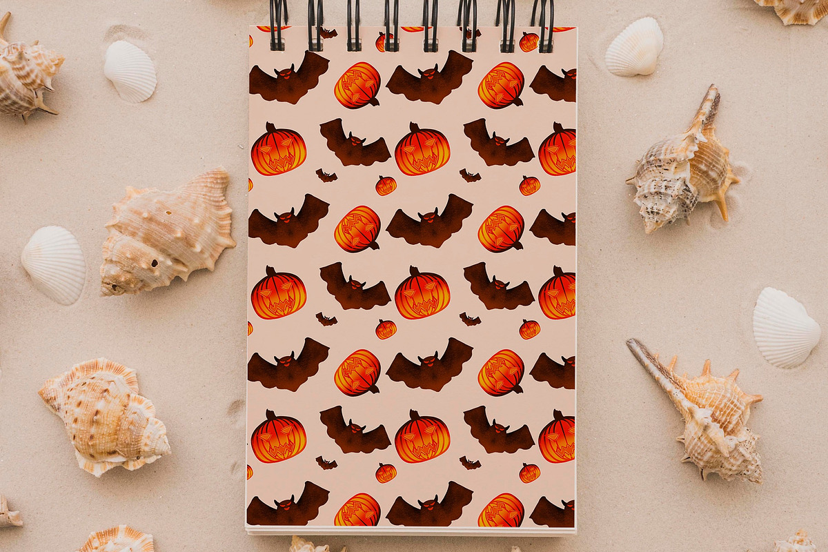 Pumpkin Bat Seamless Pattern, a Pattern Graphic by tchastudio (Photo 3 of 7)