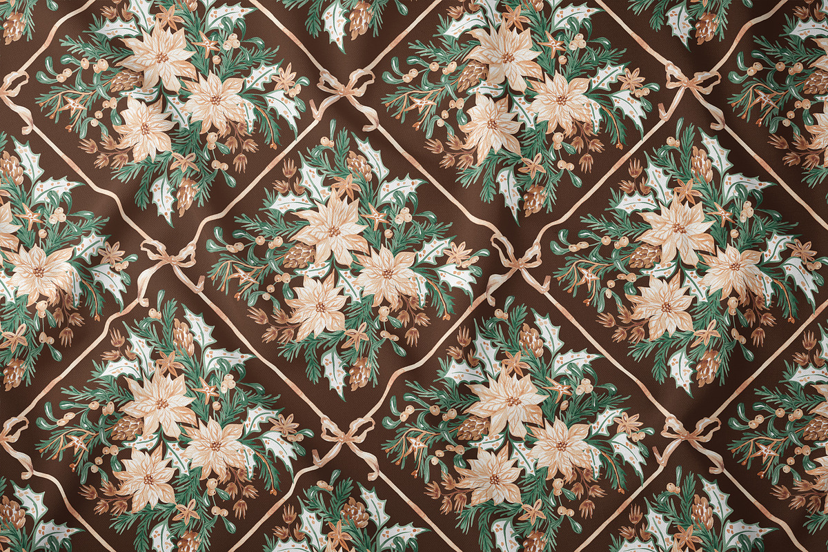Christmas Botanical Grid Pattern, a Pattern Graphic by SirenaArt (Photo 14 of 20)
