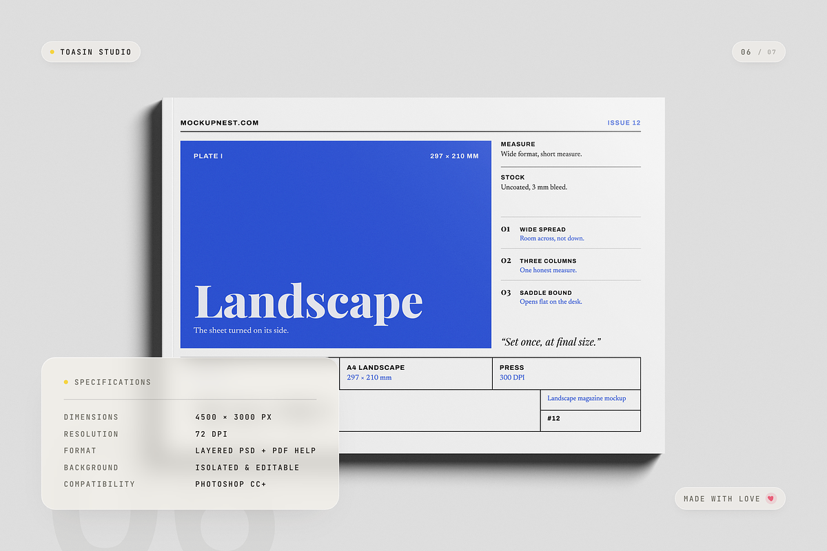 A4 Landscape Magazine Mockup, a Books & Magazine Mockup by Toasin Studio (Photo 6 of 7)