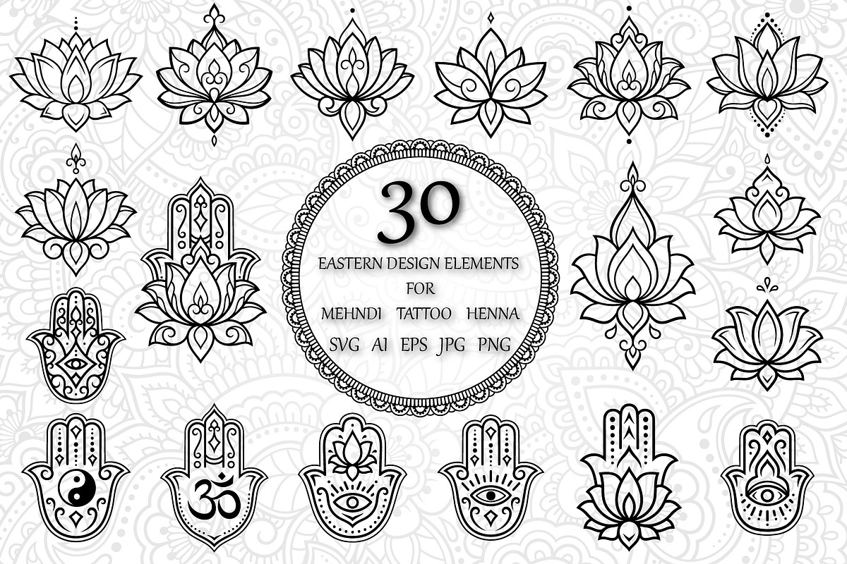 Oriental decorative elements, a Decorative Illustration by Katika Shop (Photo 1 of 6)