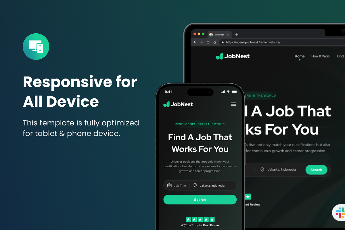 Jobnest - Framer Template, a Landing Page Template by Agensip Design Agency (Photo 5 of 8)