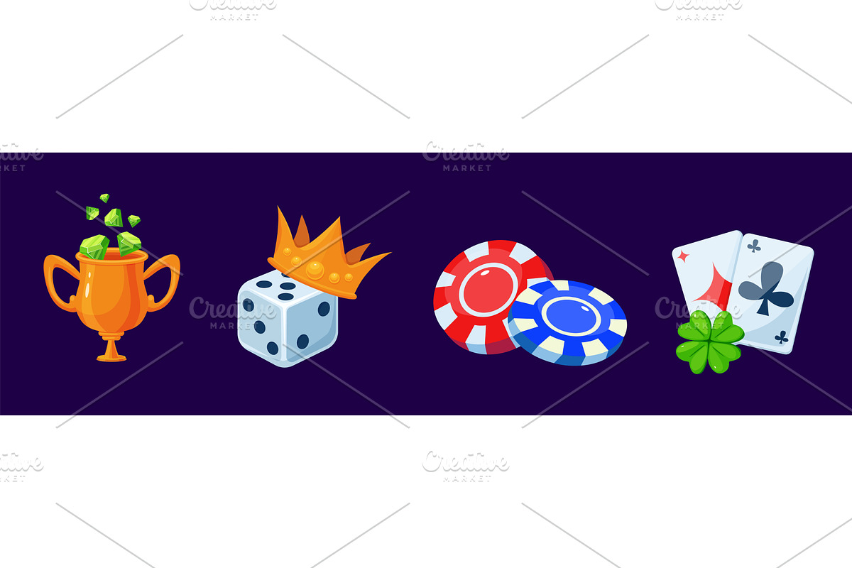 Cartoon gambling icons. Casino, an Illustration by LadadikArt