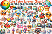Cute Retro Summer Clipart, an Illustration by Sublimation Artist (Thumbnail 1 of 6)