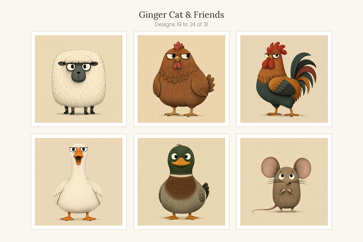 Ginger Cat & Friends Clip Art, an Animal Illustration by LanternkinStudio (Photo 9 of 15)