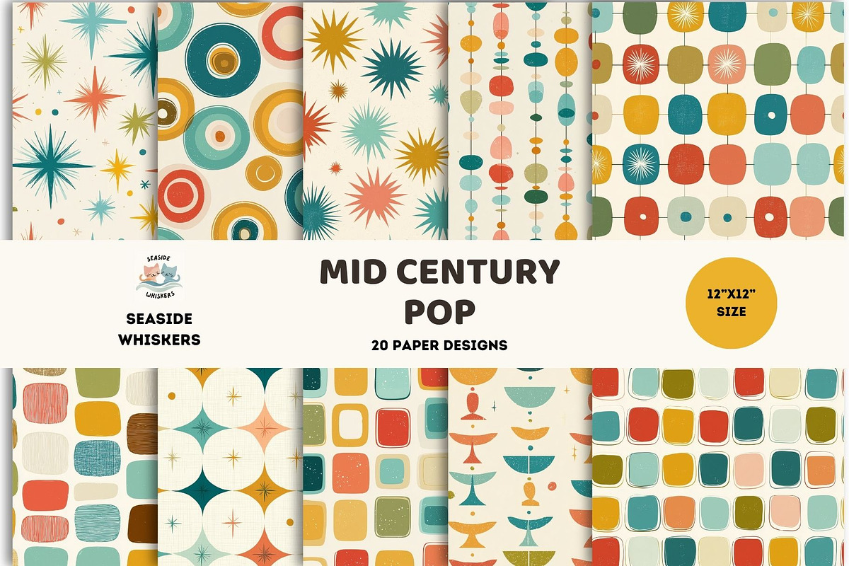 Mid Century Pop Modern Digital Paper, a Texture Illustration by Seaside Whiskers (Photo 1 of 6)