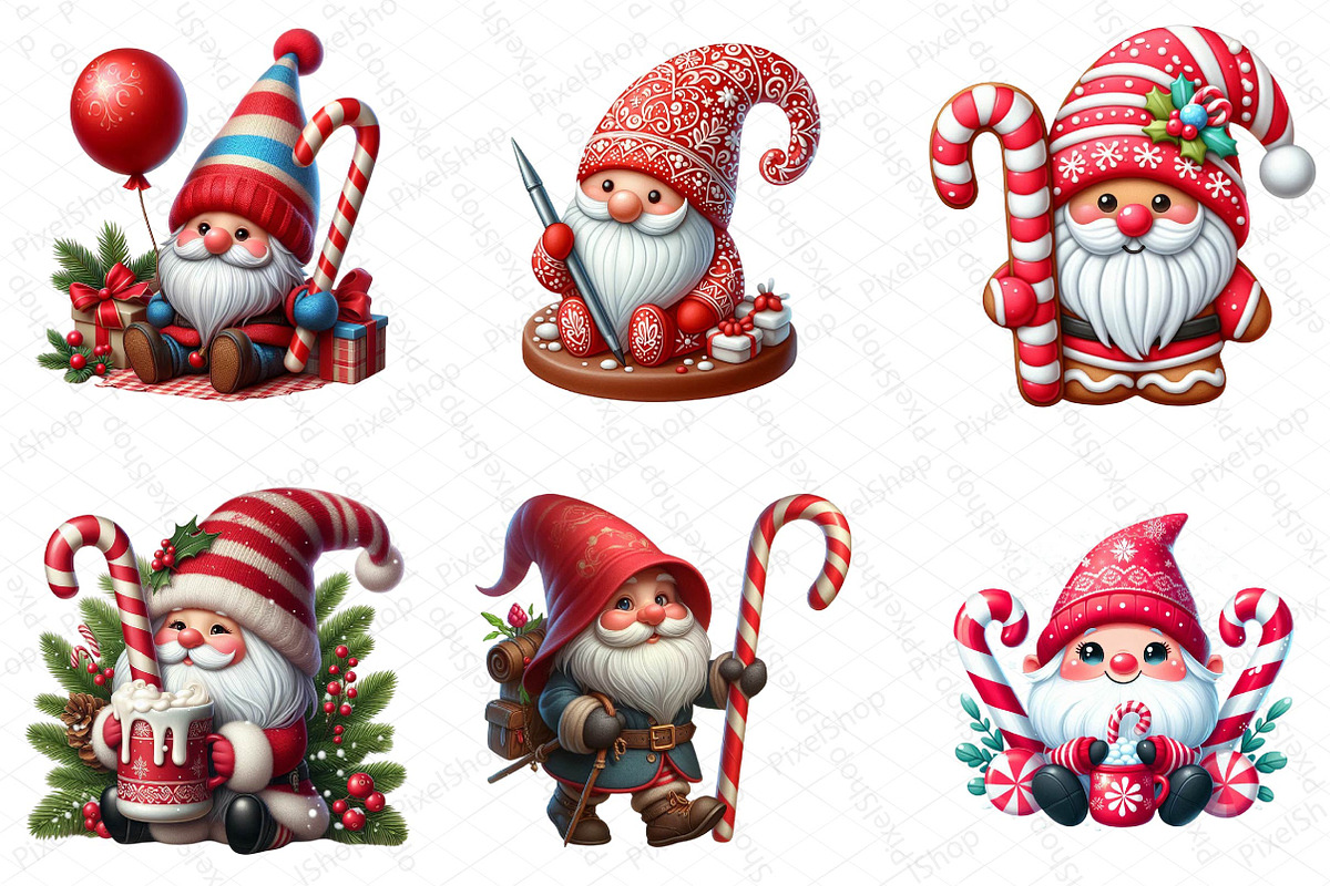 Christmas Candy Cane Icing Gnome, an Illustration by DreamPrint404 (Photo 4 of 4)