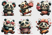 Quirky Valentine Day Panda Clipart, a Seasonal Illustration by Rose Art (Thumbnail 4 of 7)