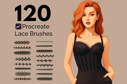 Procreate Lace Border Brushes, a Brushes & More by HopeArtIllustration