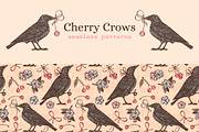 Cherry Crows. Seamless patterns, a Pattern Graphic by Kseniakrop (Thumbnail 1 of 6)