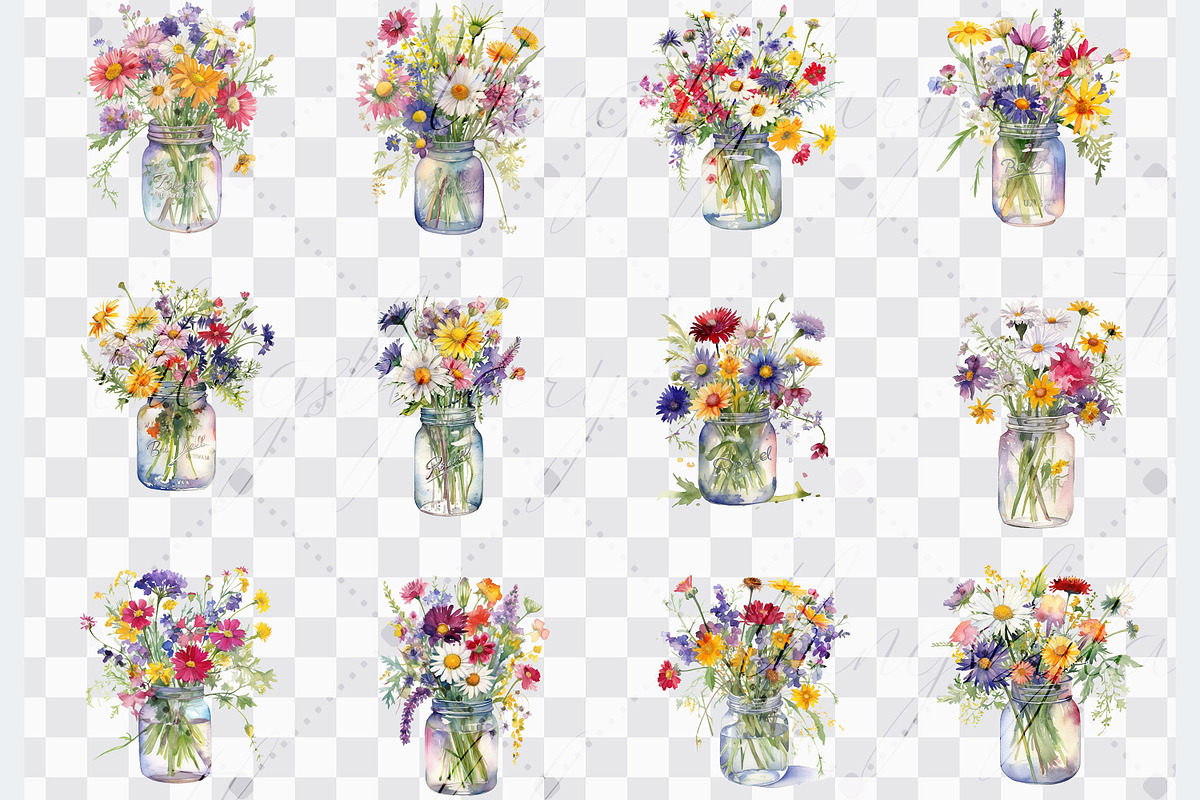 Wildflower in a Mason Jar PNG Images, an Object Graphic by ThingsbyLary (Photo 10 of 10)