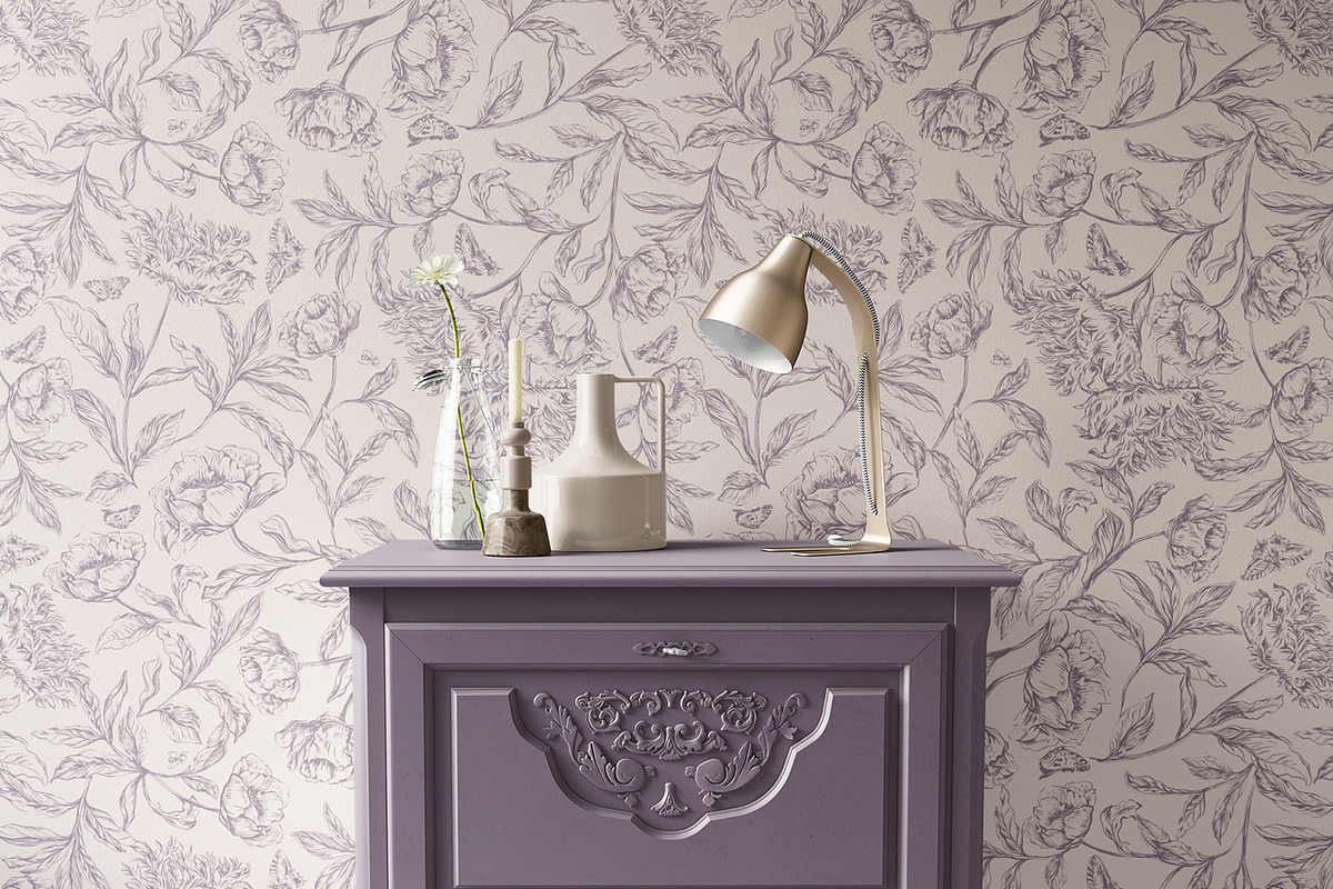 Subtle Hand Drawn Blossom Flowers, a Wallpaper Graphic by MalyskaStudio (Photo 3 of 10)
