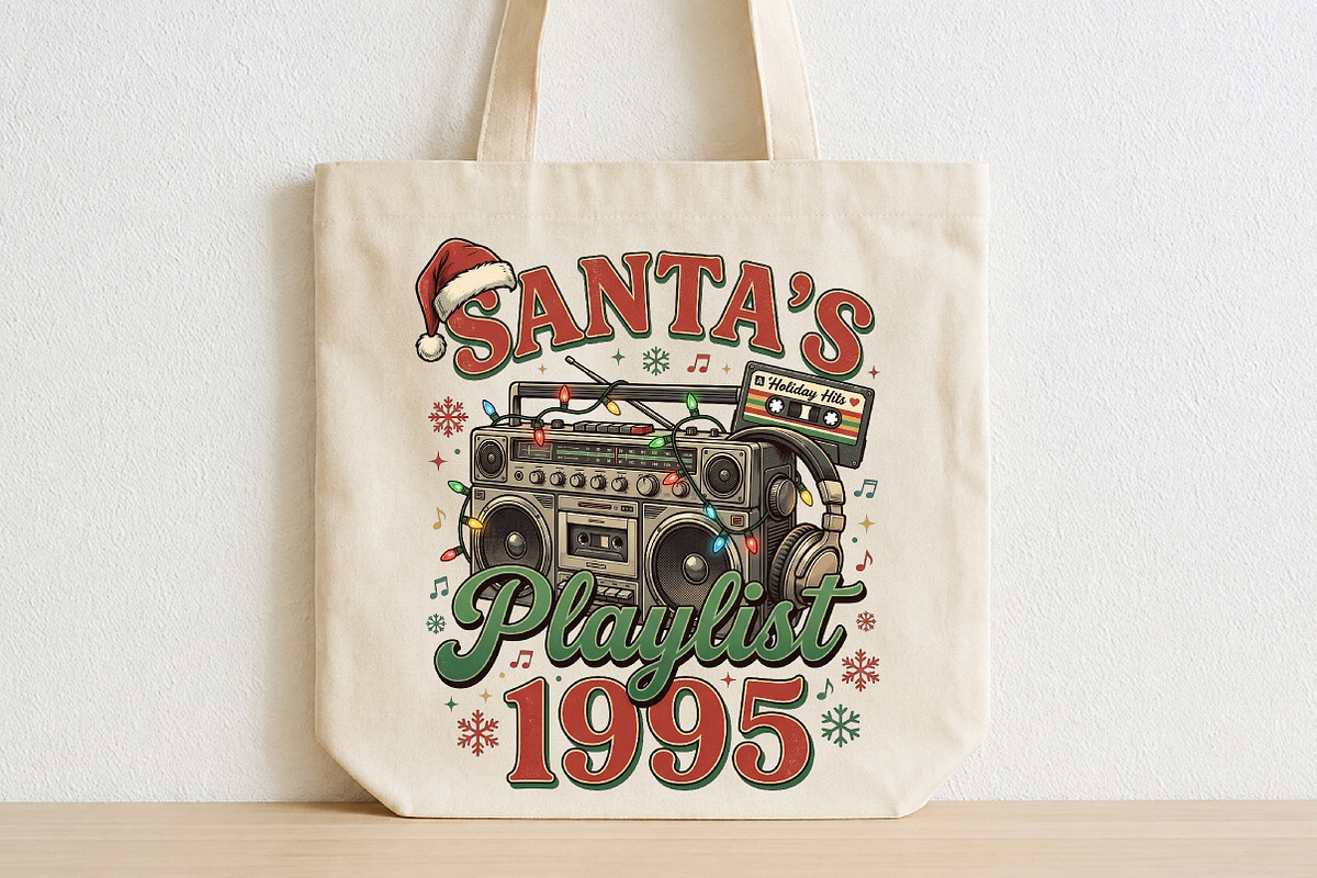 Santa's Playlist 1995 Christmas PNG, a Seasonal Illustration by CraftArtStudio (Photo 2 of 4)