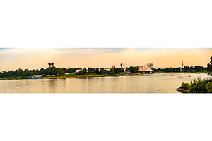 Lake schwarzl sunset panorama, a Nature Photo by MadPhotos