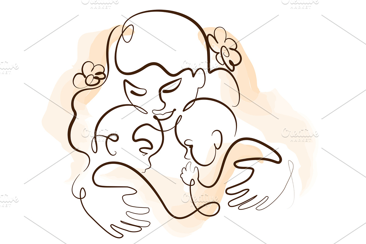 Happy Mother day card. Woman hold, a Seasonal Illustration by Valenty
