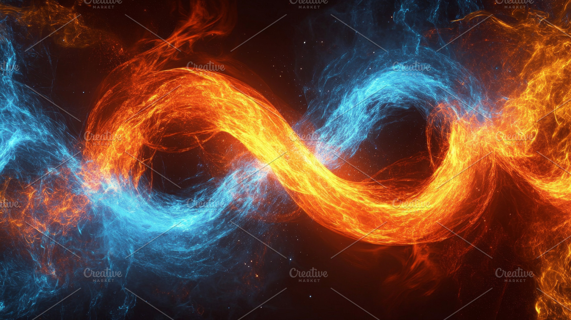Fiery and Icy Infinity Symbol in Cosmic Energy Flow, an Abstract Photo ...