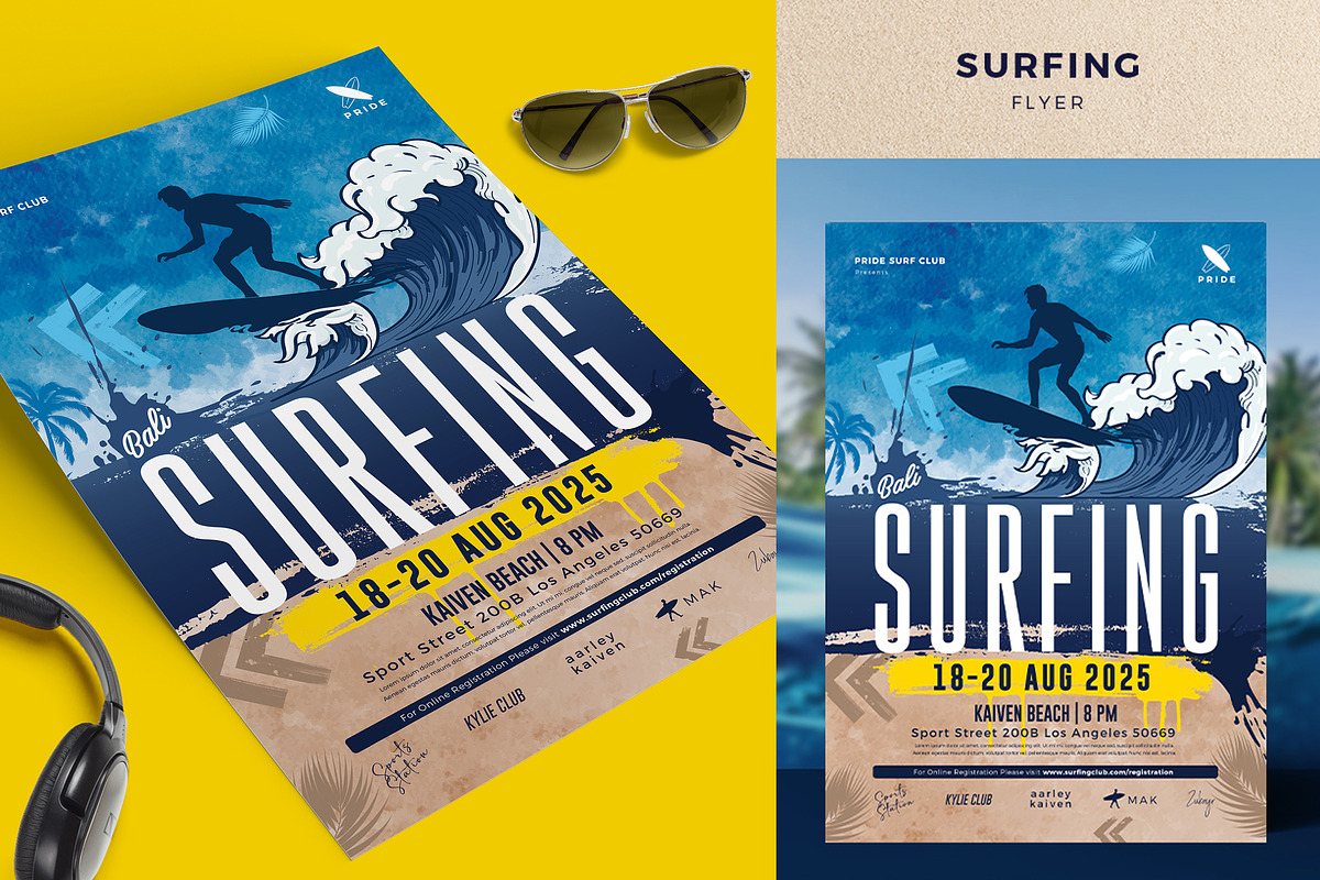 Surfing Flyer, a Flyer Template by Aarley Kaiven (Photo 1 of 2)