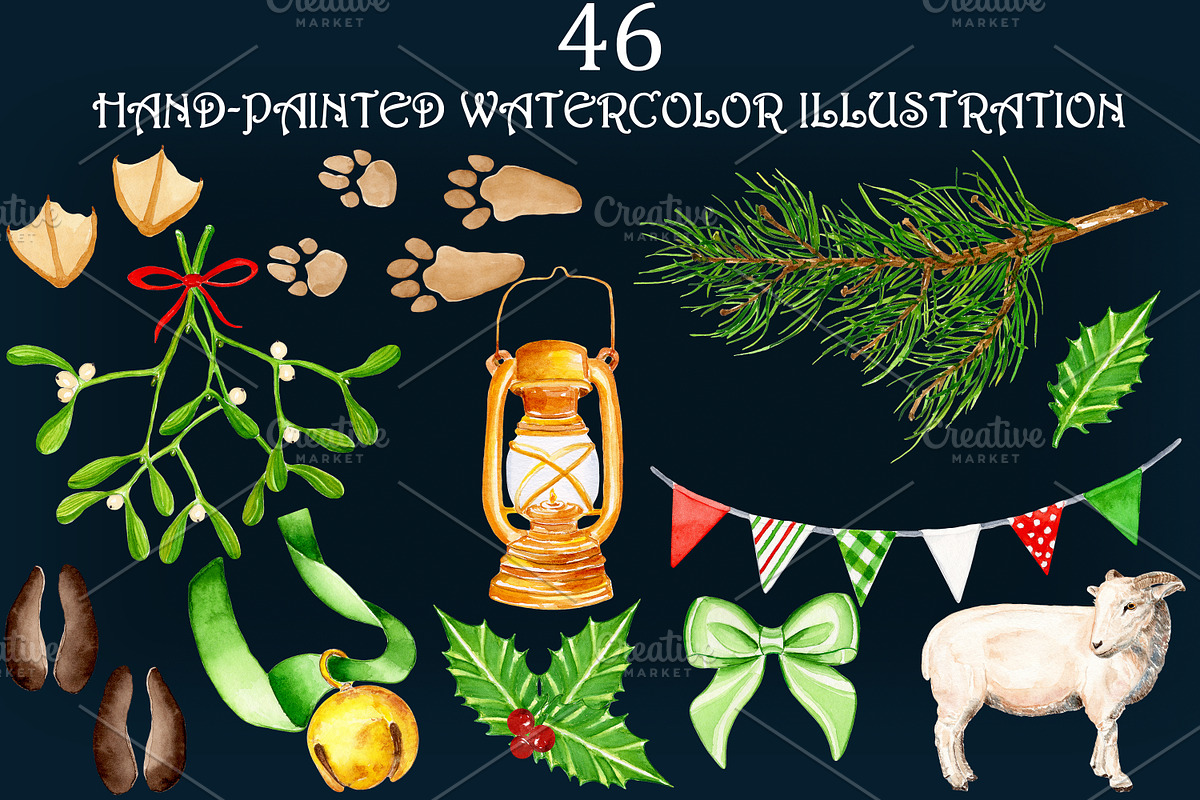 Watercolor Christmas Clipart, a Seasonal Illustration by Olexandra Mur (Photo 3 of 6)