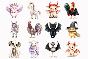 Halloween Farm Animal Clipart, a Seasonal Illustration by Design Market (Thumbnail 3 of 4)