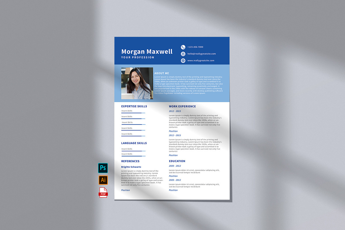 Resume | Photoshop & Illustrator, a Resume Template by Graphic Fabrica (Photo 1 of 3)