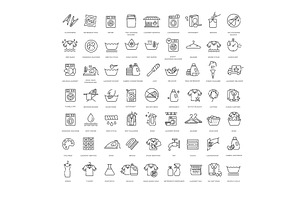 Clothing care and washing icons, an Outline Icon by Tettygreen