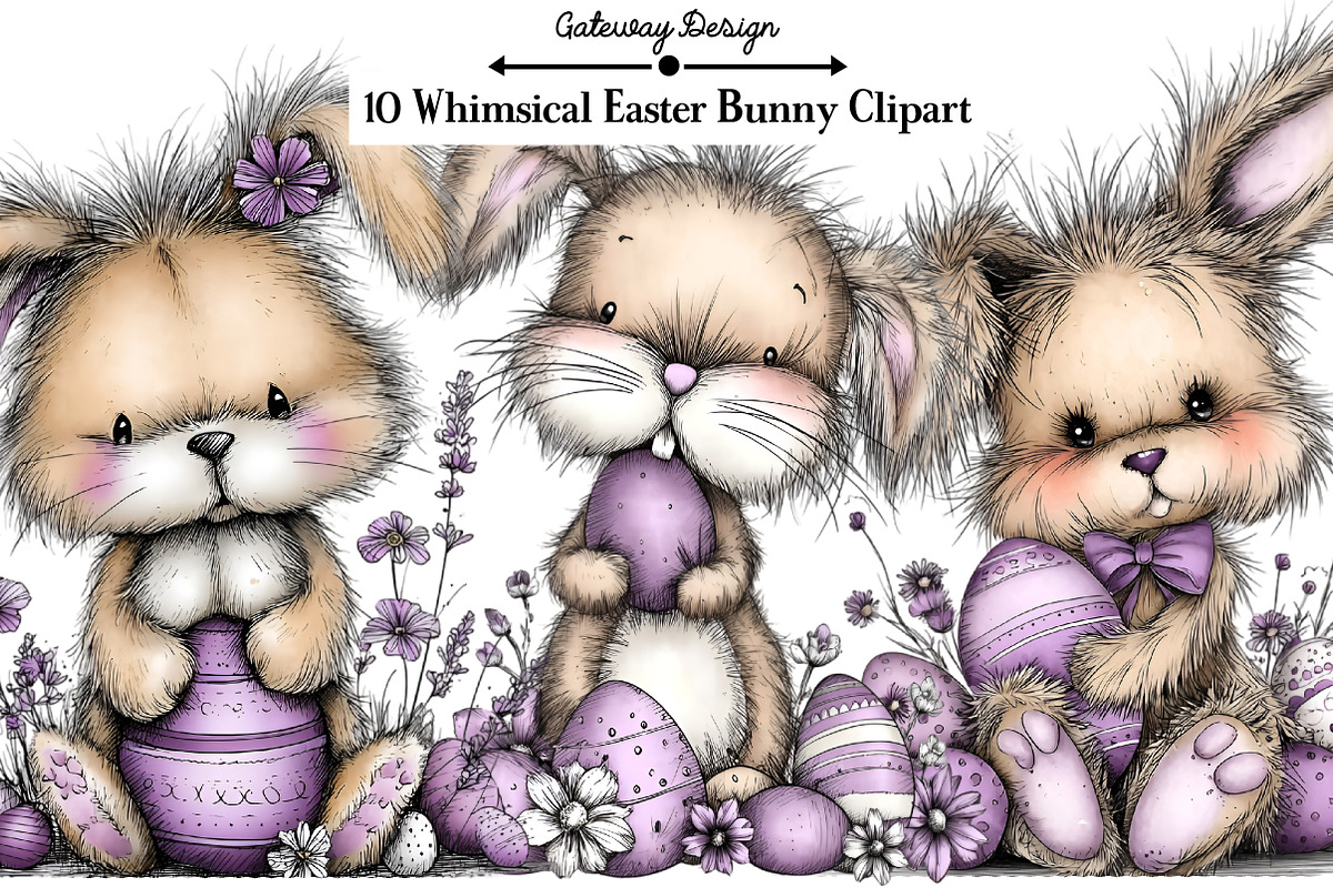 Whimsical Easter Bunny Clipart, an Illustration by GatewayDesign (Photo 1 of 5)