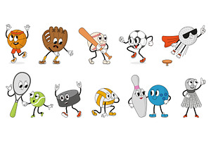 Sport groovy characters. Funny retro, a Sport Illustration by Valerie Bodnar