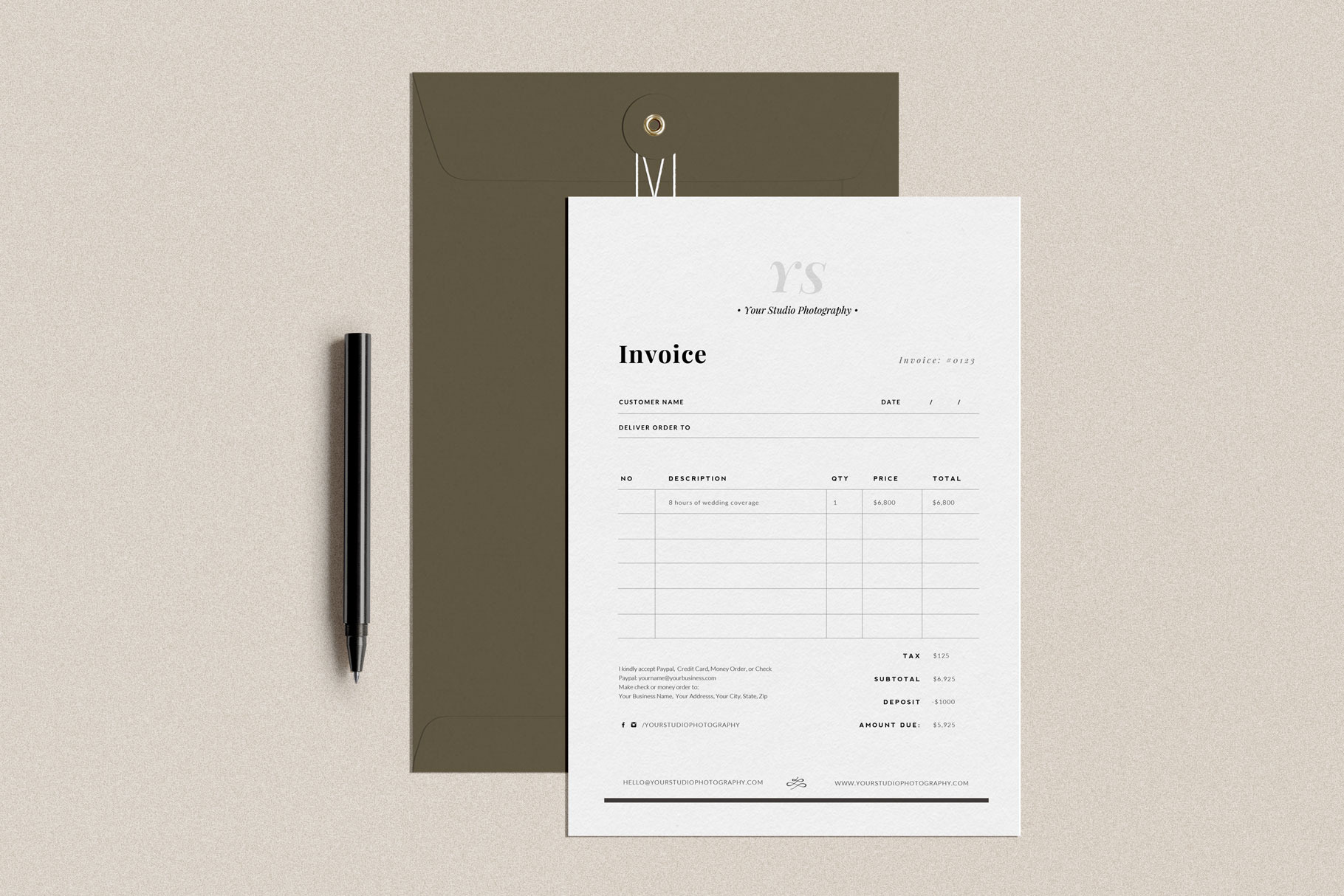 Photography Invoice Template, a Stationery Template by By Stephanie Design
