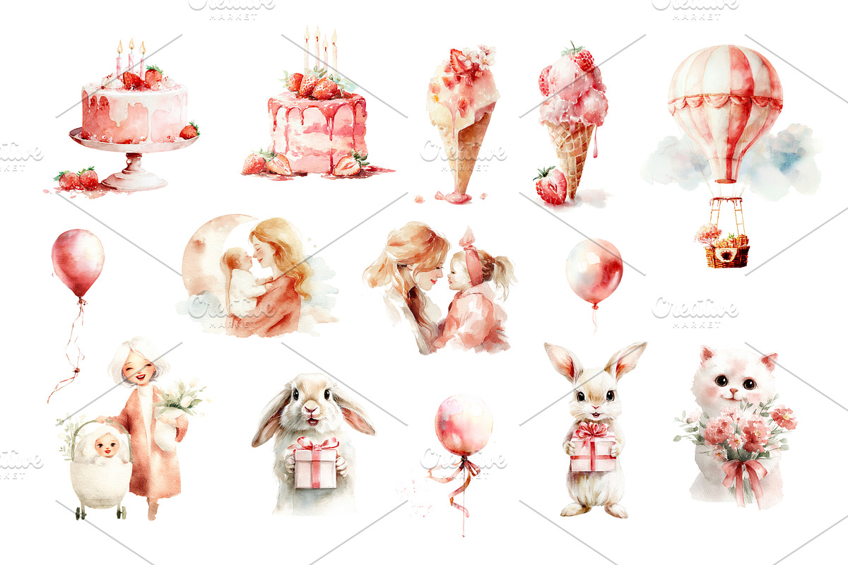 Watercolor Baby Girl Clipart, an Object Graphic by Alena Kurian (Photo 4 of 4)