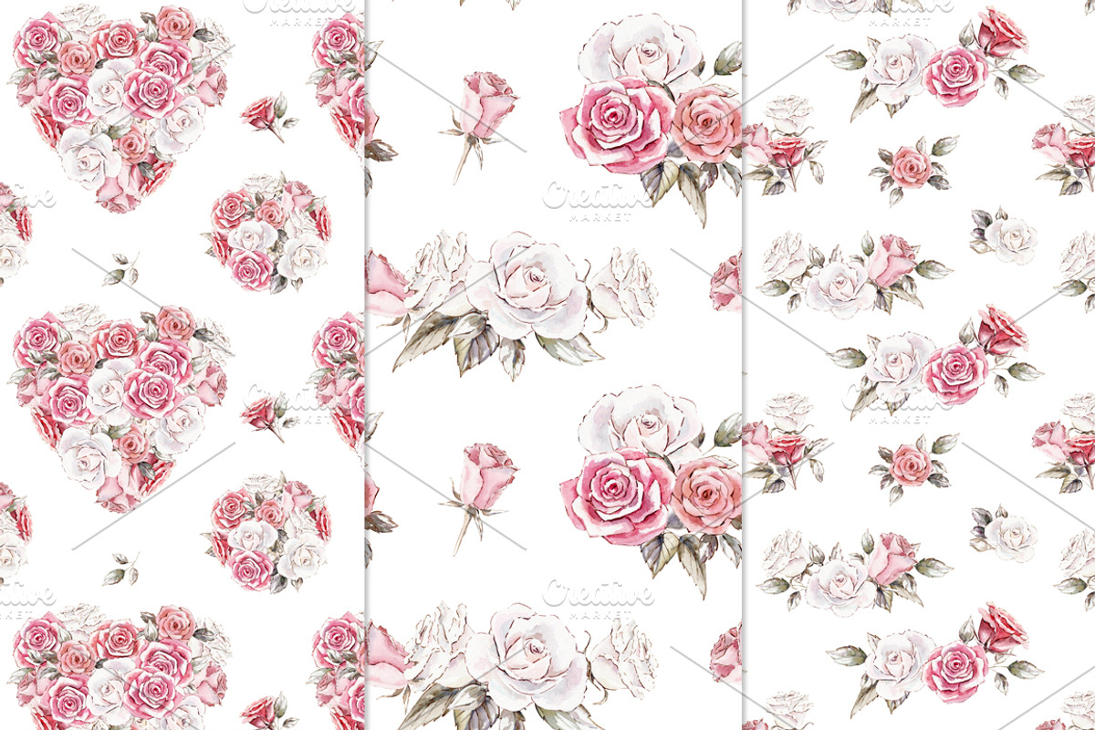 Vintage roses watercolor set, a Background Graphic by Elegantia (Photo 6 of 7)