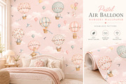 Pastel Air Balloon Nursery Wallpaper, a Wallpaper Graphic by by creative paper (Thumbnail 2 of 14)