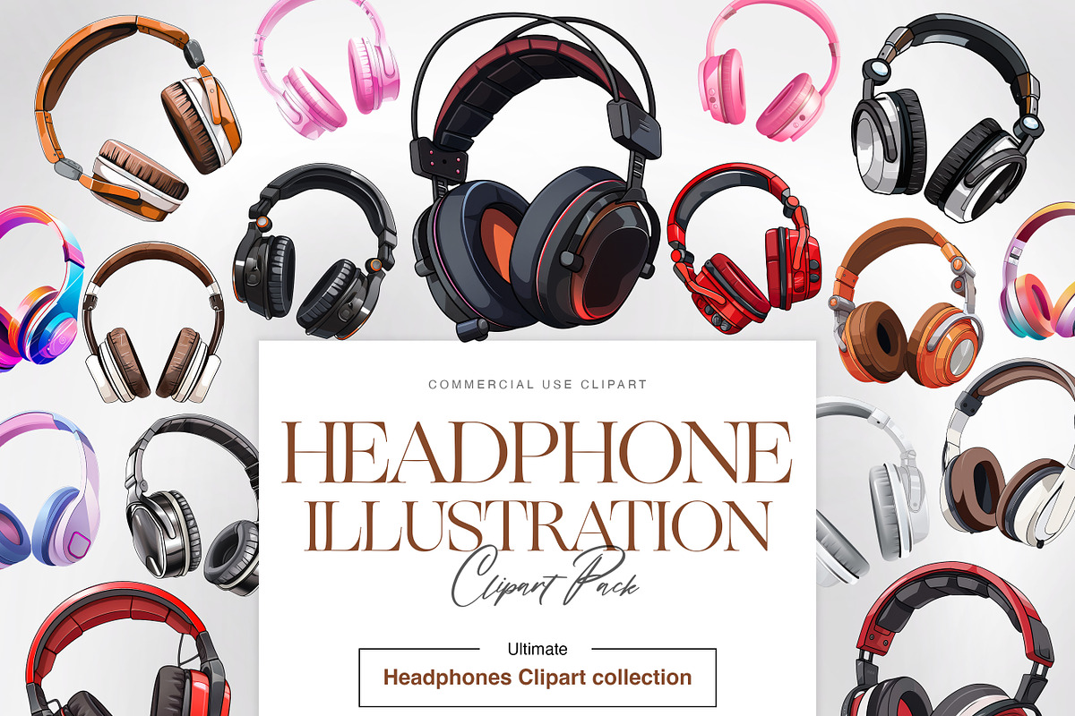 Headphone Clipart, Headphone PNG, an Object Illustration by BrushstrokeArtGB (Photo 1 of 9)