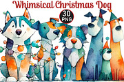 Whimsical Christmas Dog Clipart, an Illustration by Black Bird Studio (Thumbnail 1 of 6)