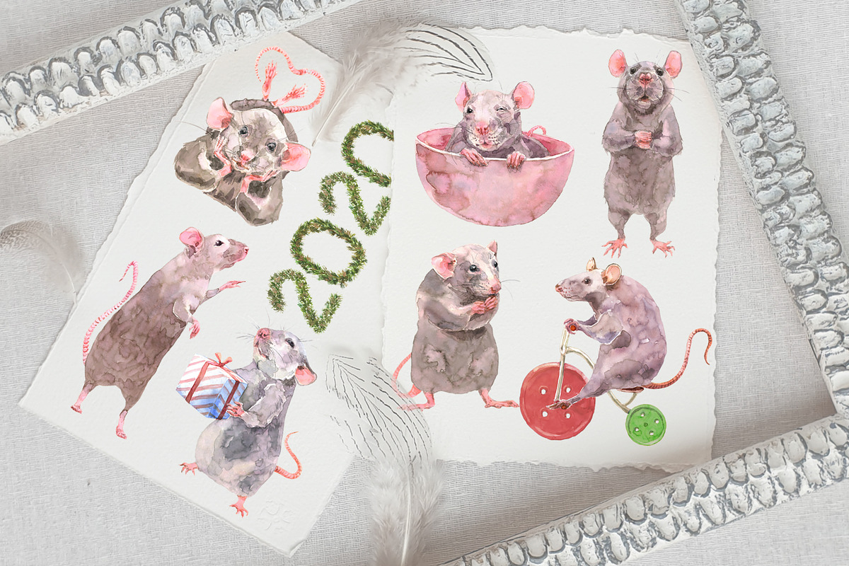 Mini Rats Watercolor Collection, an Illustration by Cat In Colour (Photo 9 of 10)