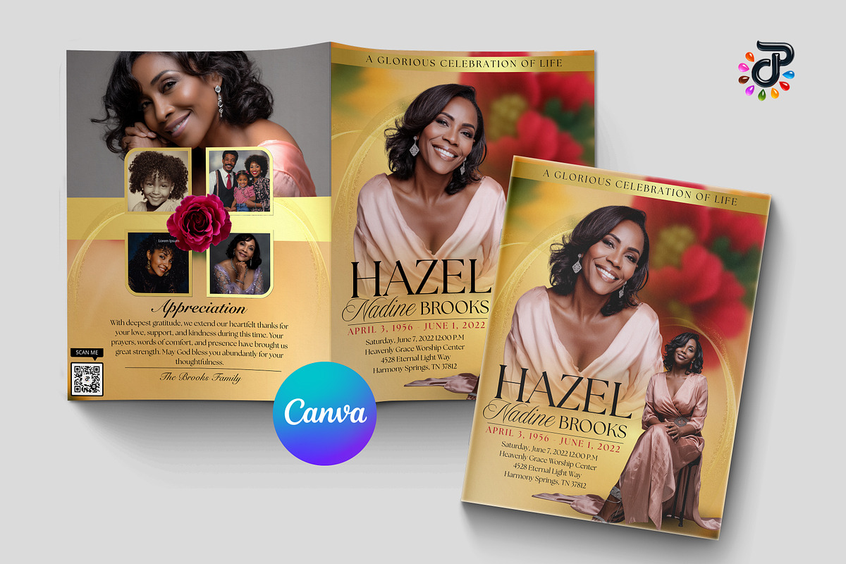 Elegant Canva Obituary Template, a Brochure Template by Protech Design ENT (Photo 1 of 9)