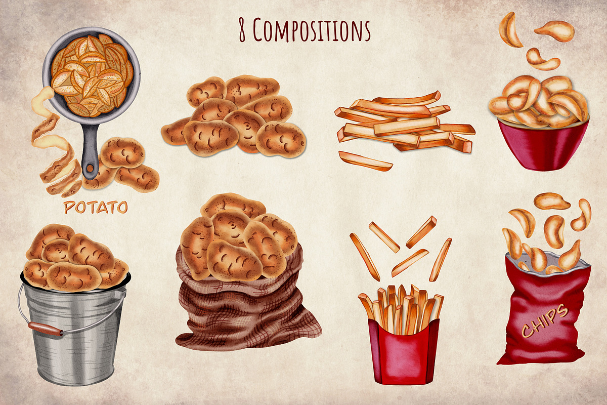 Watercolor Potato Illustration Bundl, an Illustration by Andre_Eva (Photo 8 of 11)