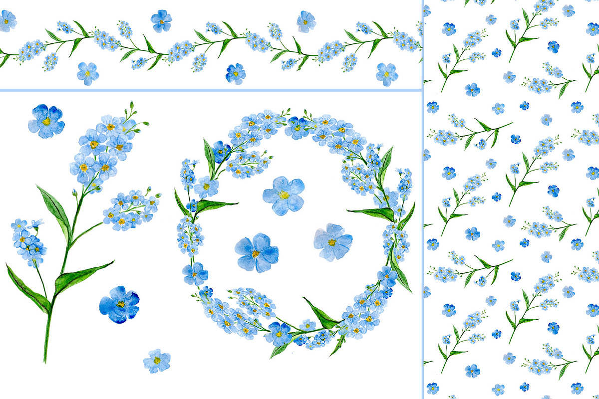 10 png Forget-me-not floral set, a Decorative Illustration by NatArt (Photo 4 of 4)