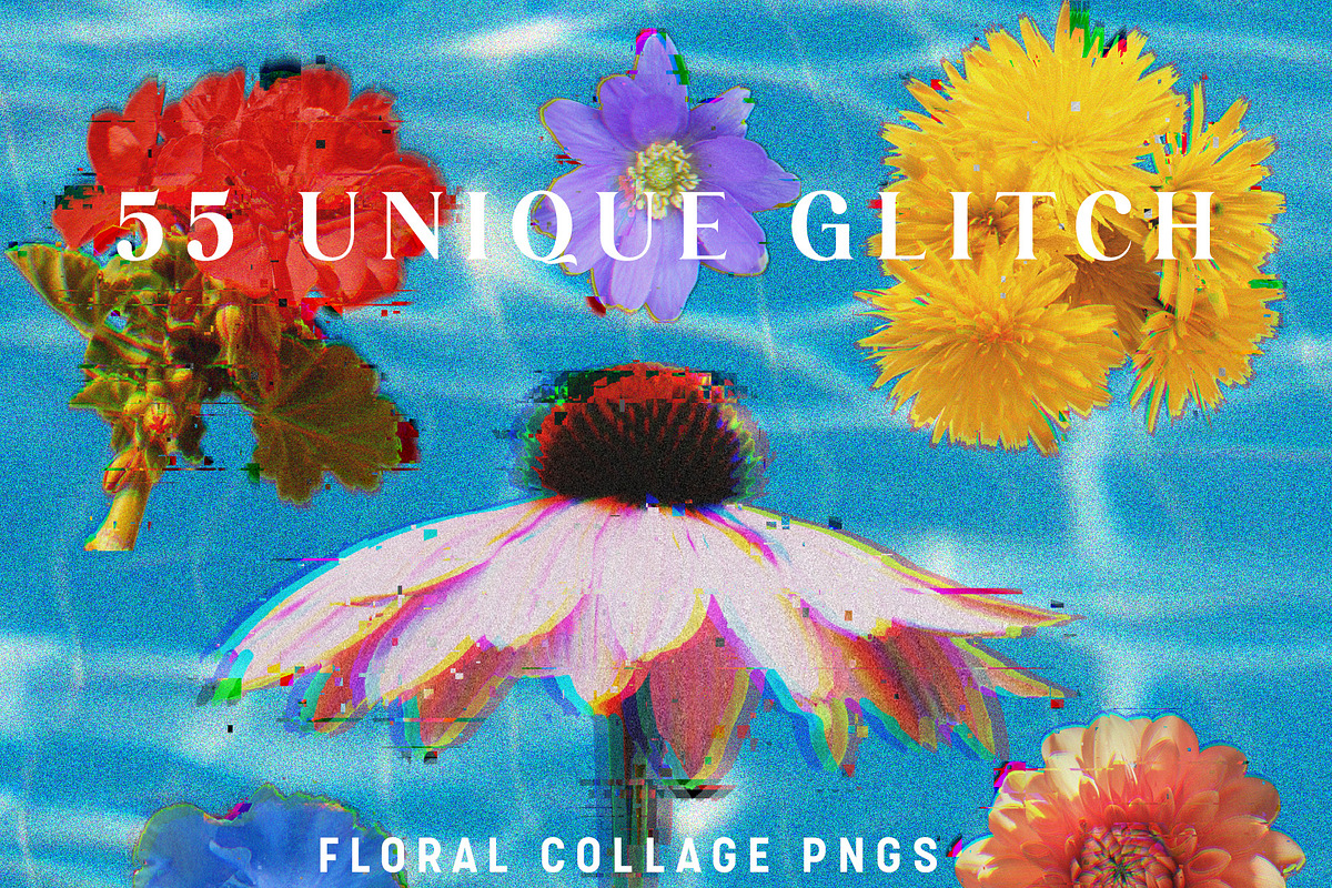 Pride Glitch Floral Collage Kit, an Object Graphic by Neon Wild (Photo 6 of 12)