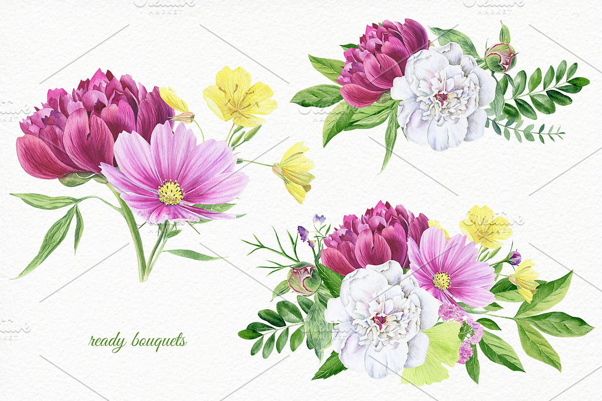 Florals watercolor set, an Illustration by Elegantia (Photo 7 of 11)