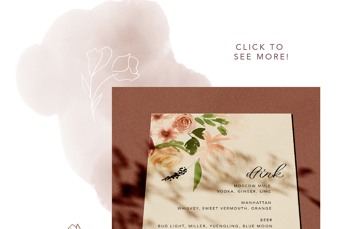 Burgundy, Blush, & Navy Floral Set, an Illustration by One and Only Paper (Photo 7 of 7)