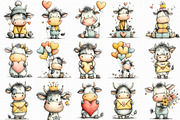 Whimsical Valentine Cow Clipart, an Illustration by Libby Wishes (Thumbnail 4 of 6)