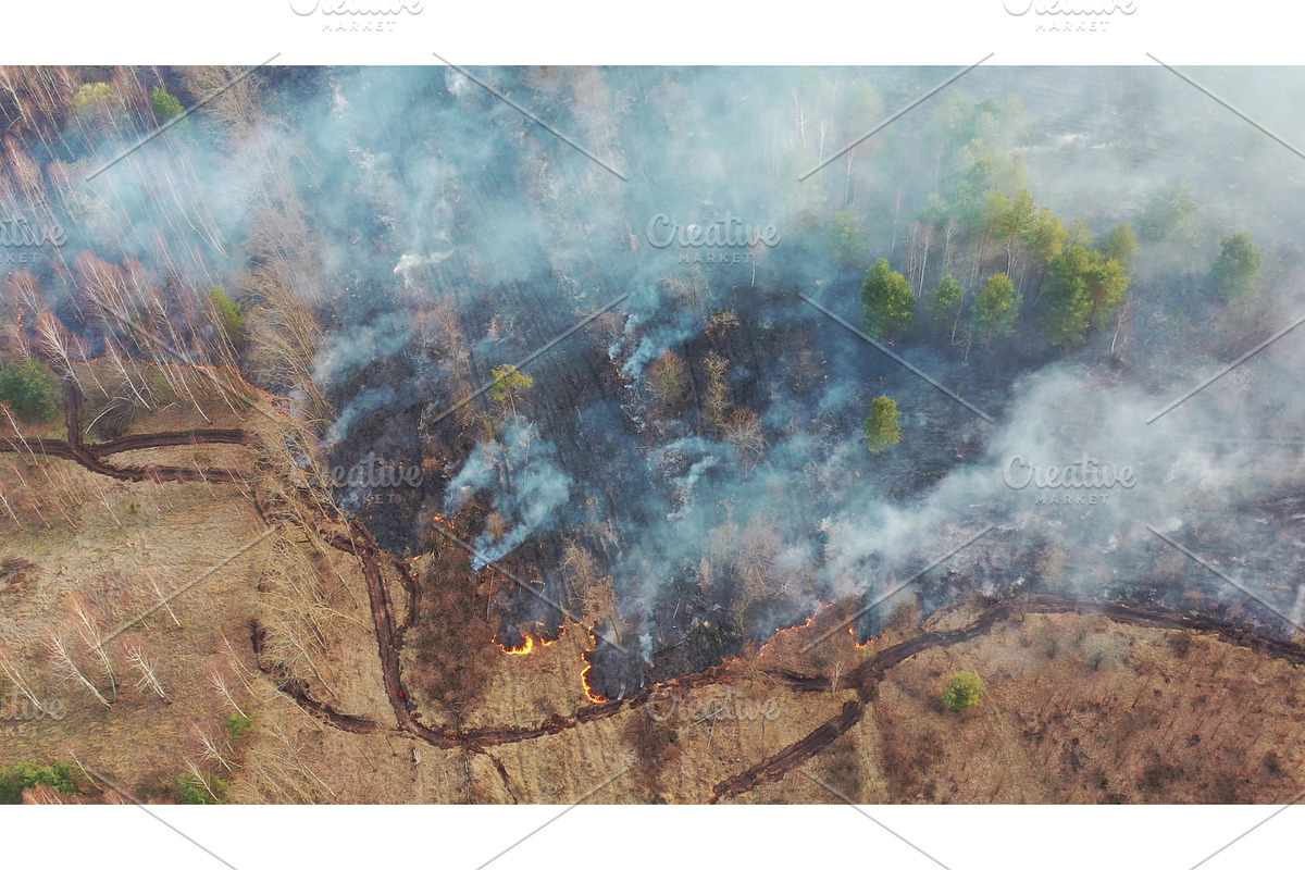 Aerial View. Spring Dry Grass Burns, a Graphic by Our Amazing World (Photo 1 of 2)