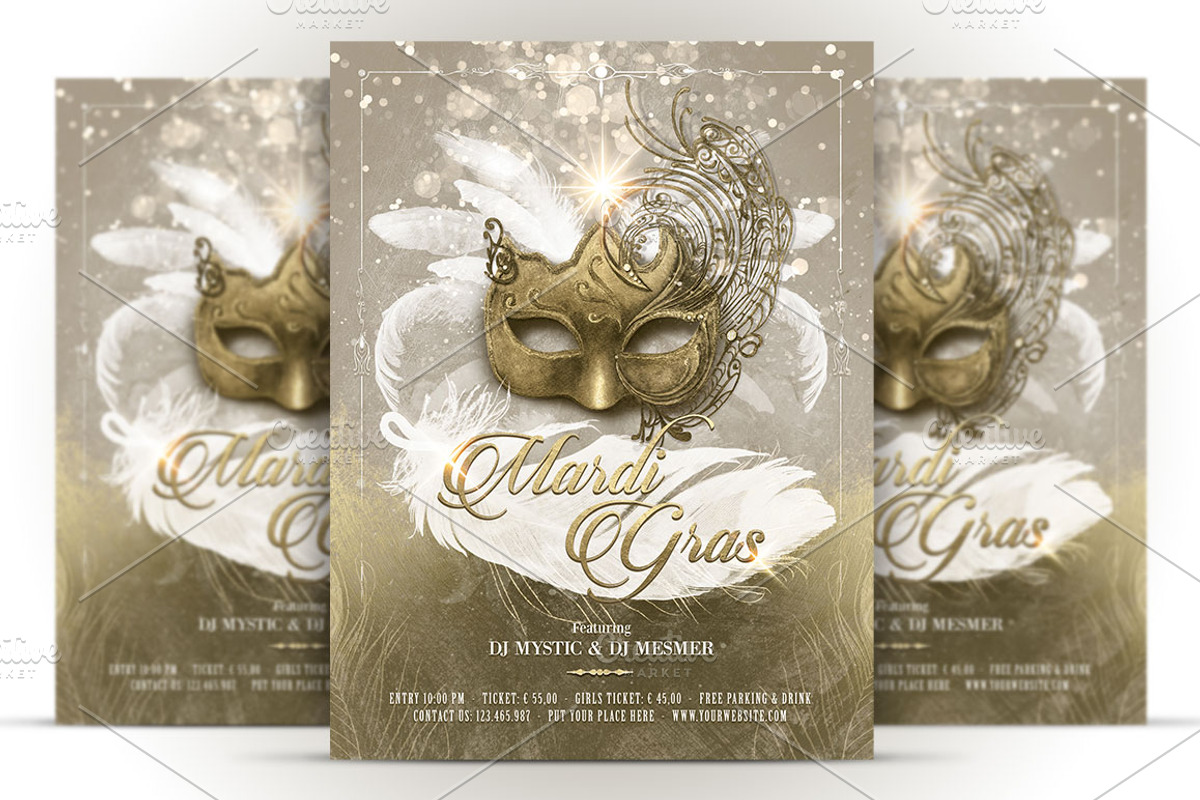 Mardi Gras Masquerade Ball Flyer, a Flyer Template by Ade Concept (Photo 2 of 6)