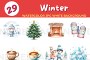 Winter watercolor JPG white backgrou, a Seasonal Illustration by John_Walker (Thumbnail 1 of 3)