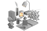 Brutalist architectural decor set, an Object 3D Model by Archidizer (Thumbnail 6 of 6)
