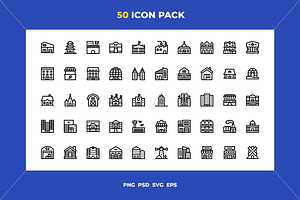Buildings icons, an Outline Icon by Wencory