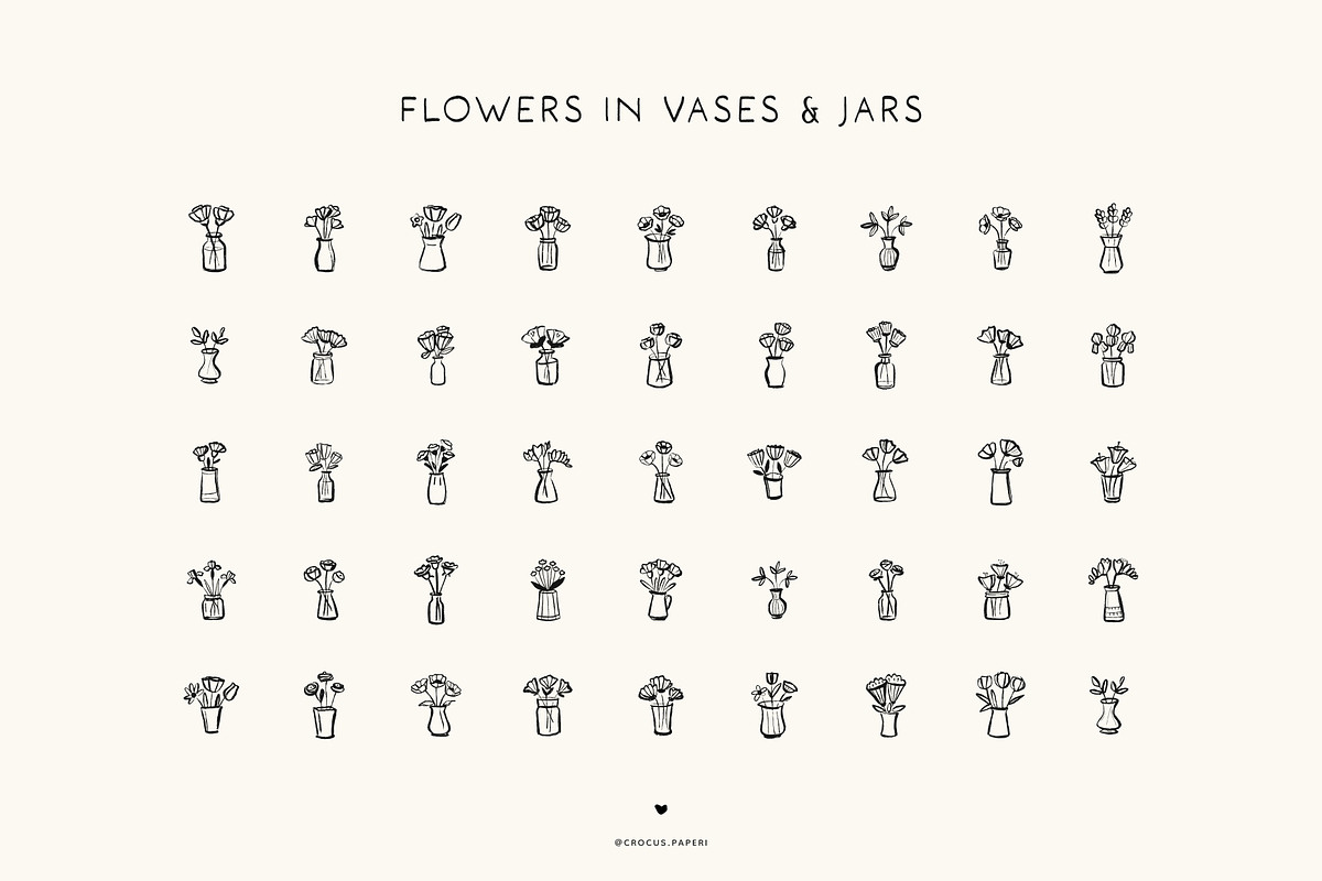 FUN FLOWERS line art illustrations, a Decorative Illustration by Crocus Paperi (Photo 6 of 7)
