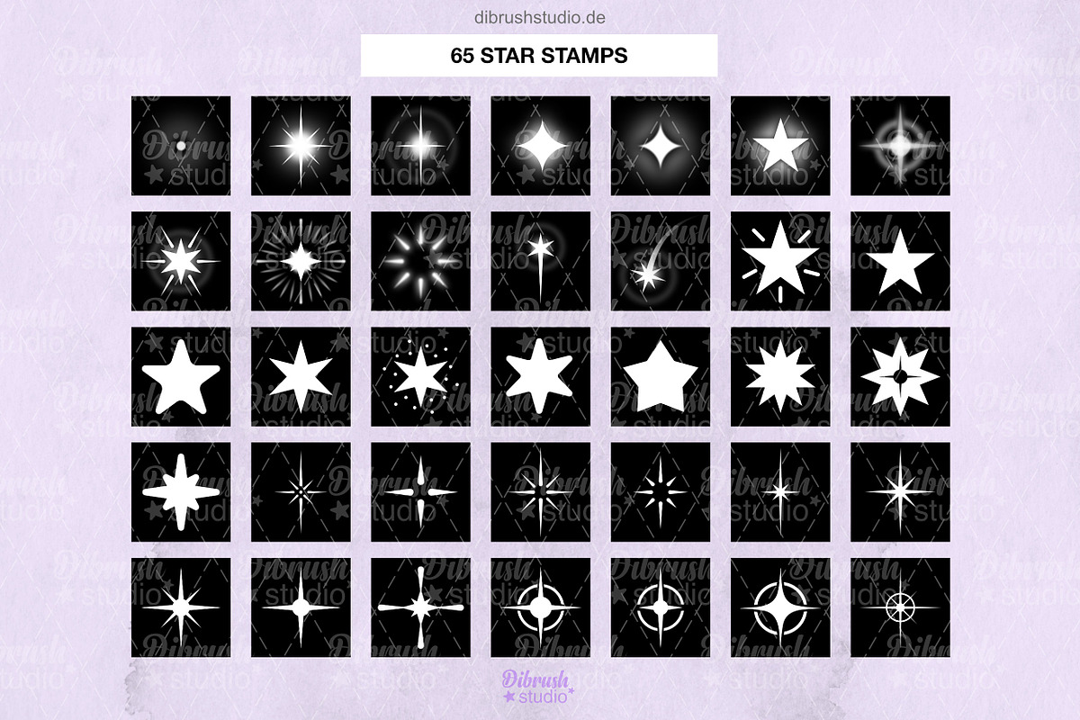 Procreate - Star and Sparkle Brushes, a Brush Add-On by DiBrush Studio (Photo 4 of 6)