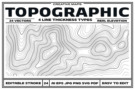 24 Vector Topographic Maps, a Texture Illustration by RDShop