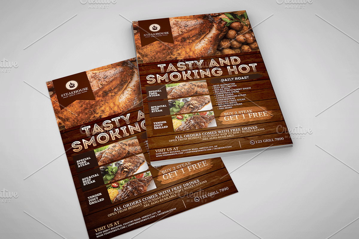Barbecue Restaurant Flyer, a Flyer Template by PSDPixel (Photo 3 of 5)
