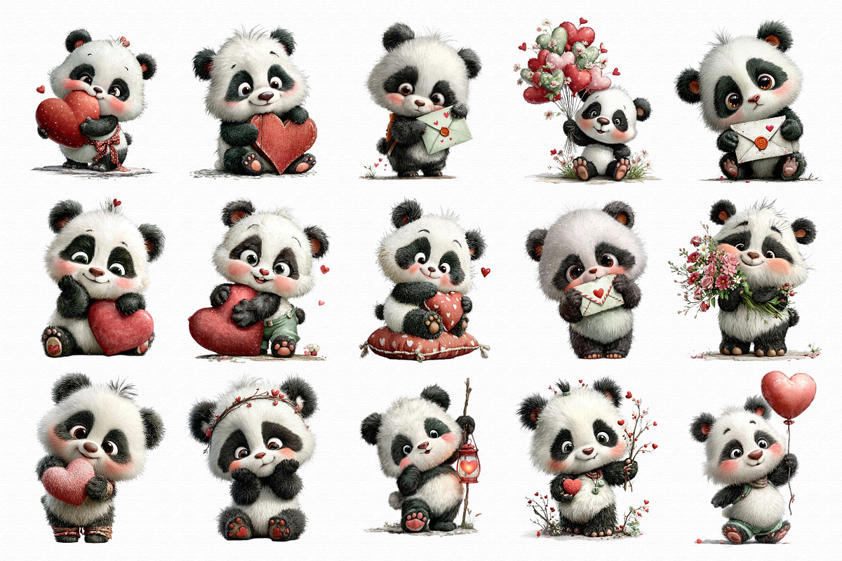 Valentine Panda Clipart, an Illustration by Libby Wishes (Photo 5 of 6)